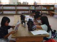 未来塾2日目　図書室高学年